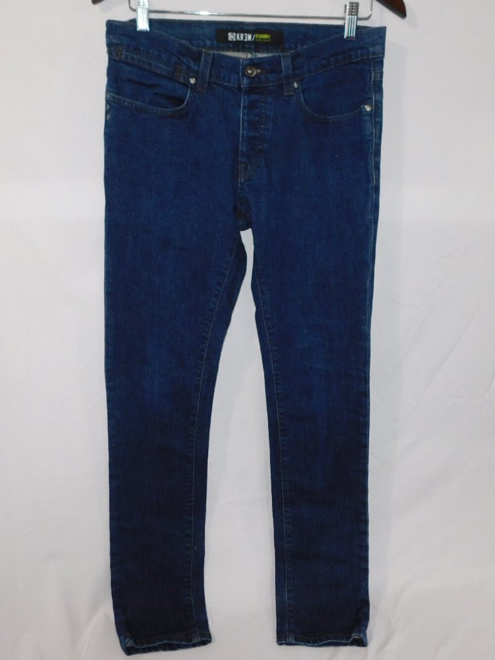 KR3W KSkinny Extra Slim Fit Blue Button Fly Jeans Mens 31 x 31 KREW